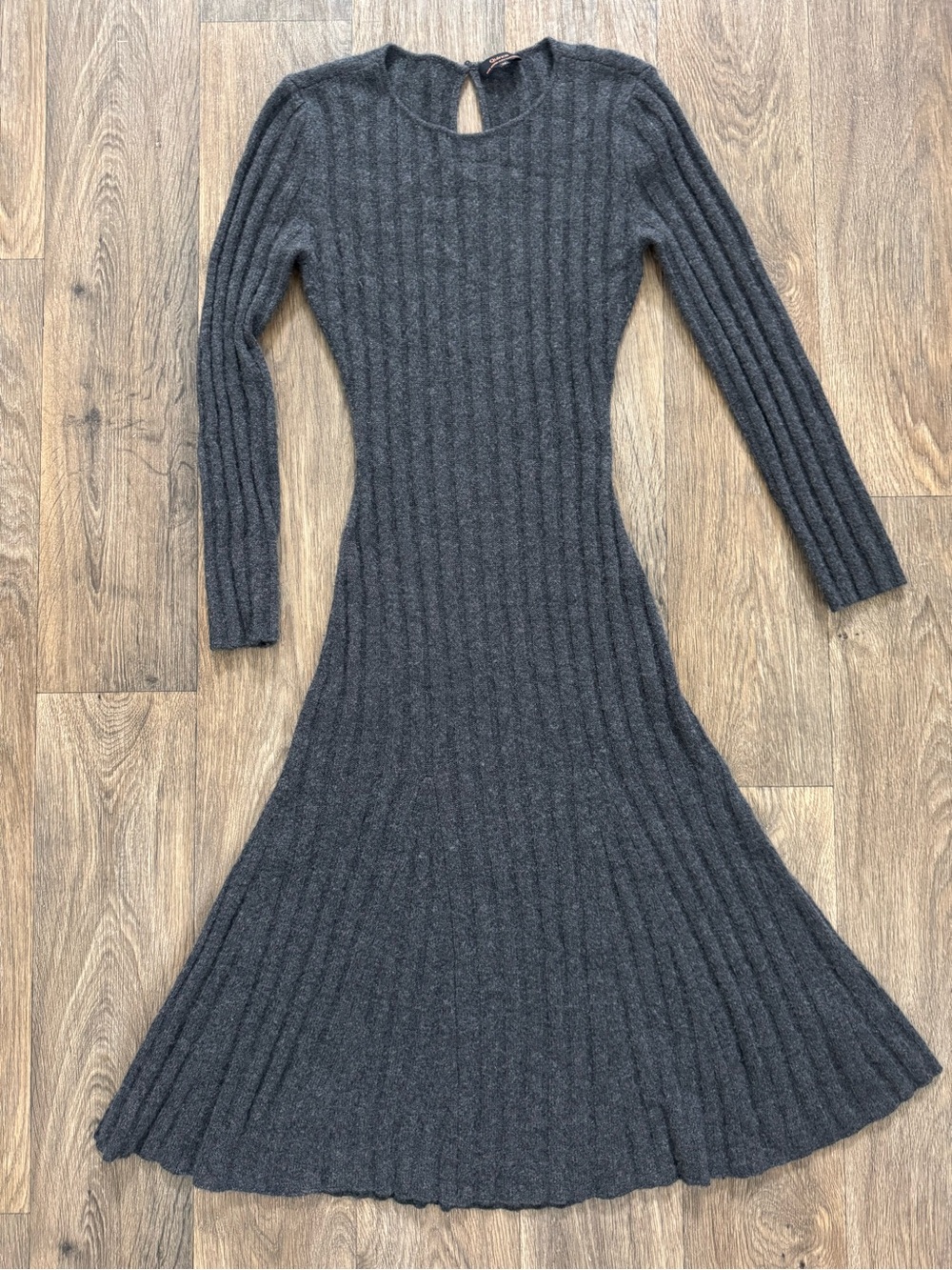 Quince Heather Charcoal 100% Cashmere Ribbed Knit Sweater Dress Long Sleeve M - Picture 2 of 10